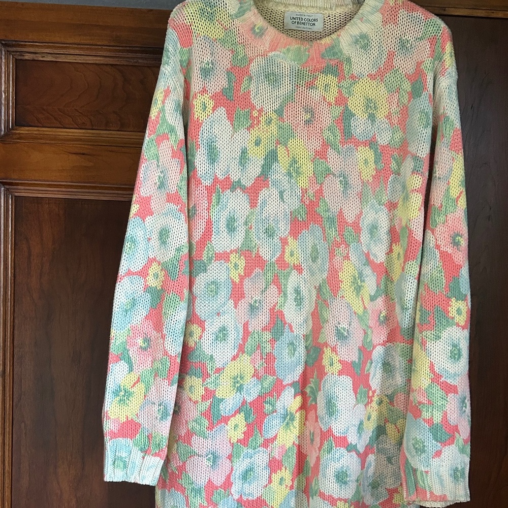 United Colors Of Benetton Pastel Color Knitted Sweater, Made in Italy, Size M